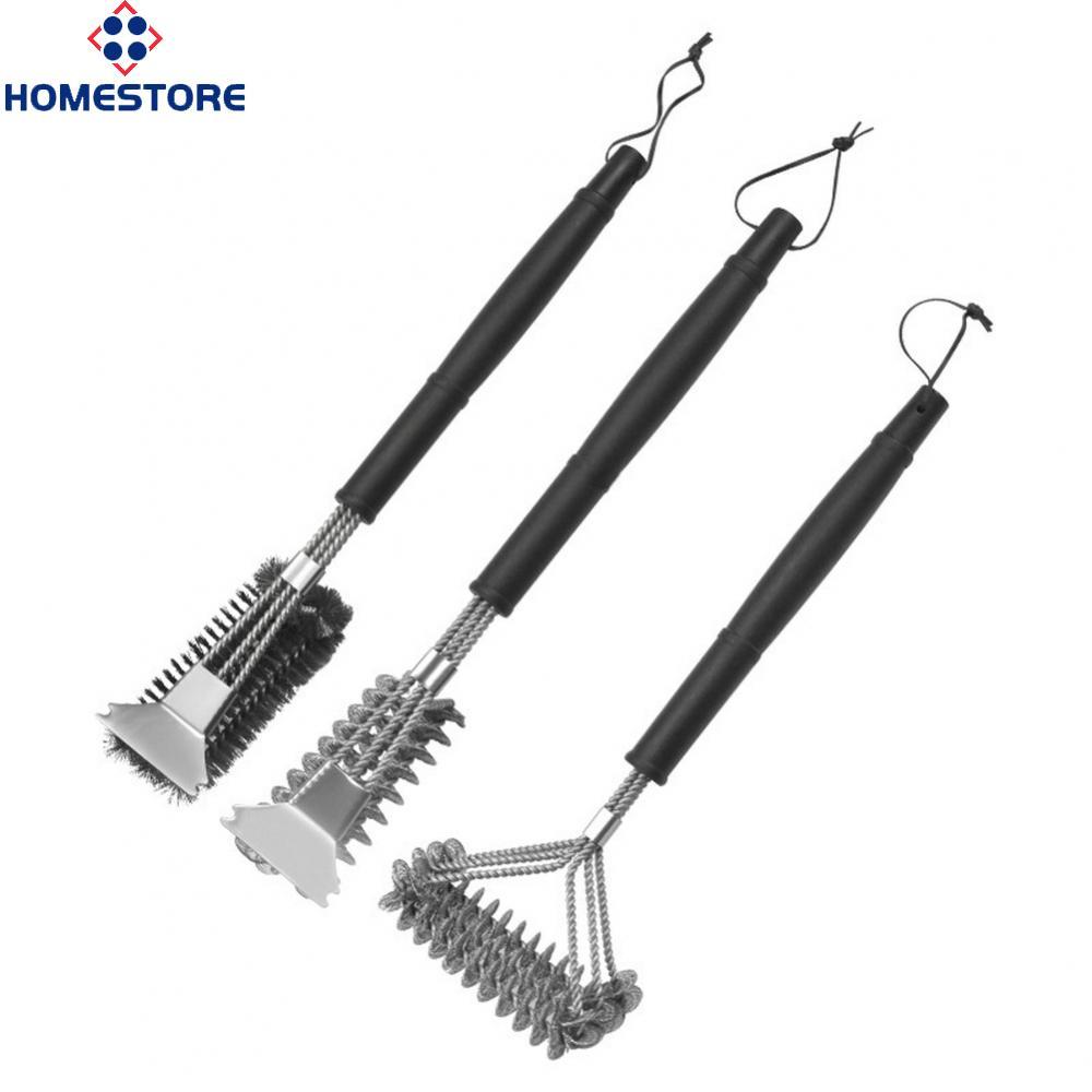 [Homestore]Stainless Steel Cleaning Brush for Grill Oven Pan Bottom with Scraper Wire