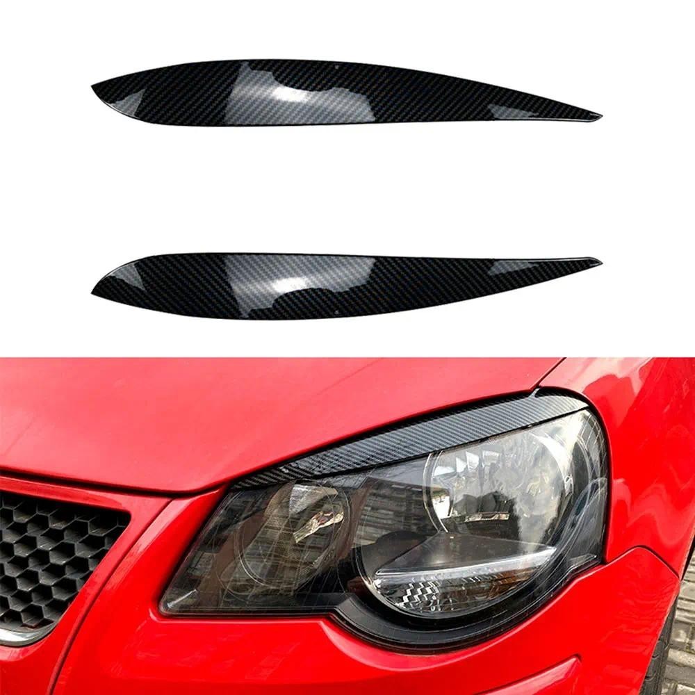 Lông Mày Cho Volkswagen VW POLO 4 MK4 9N 9N3 2005-2009 Đèn Pha Mí Mắt Nắp Mắt Miếng Dán Viền Thân Bộ