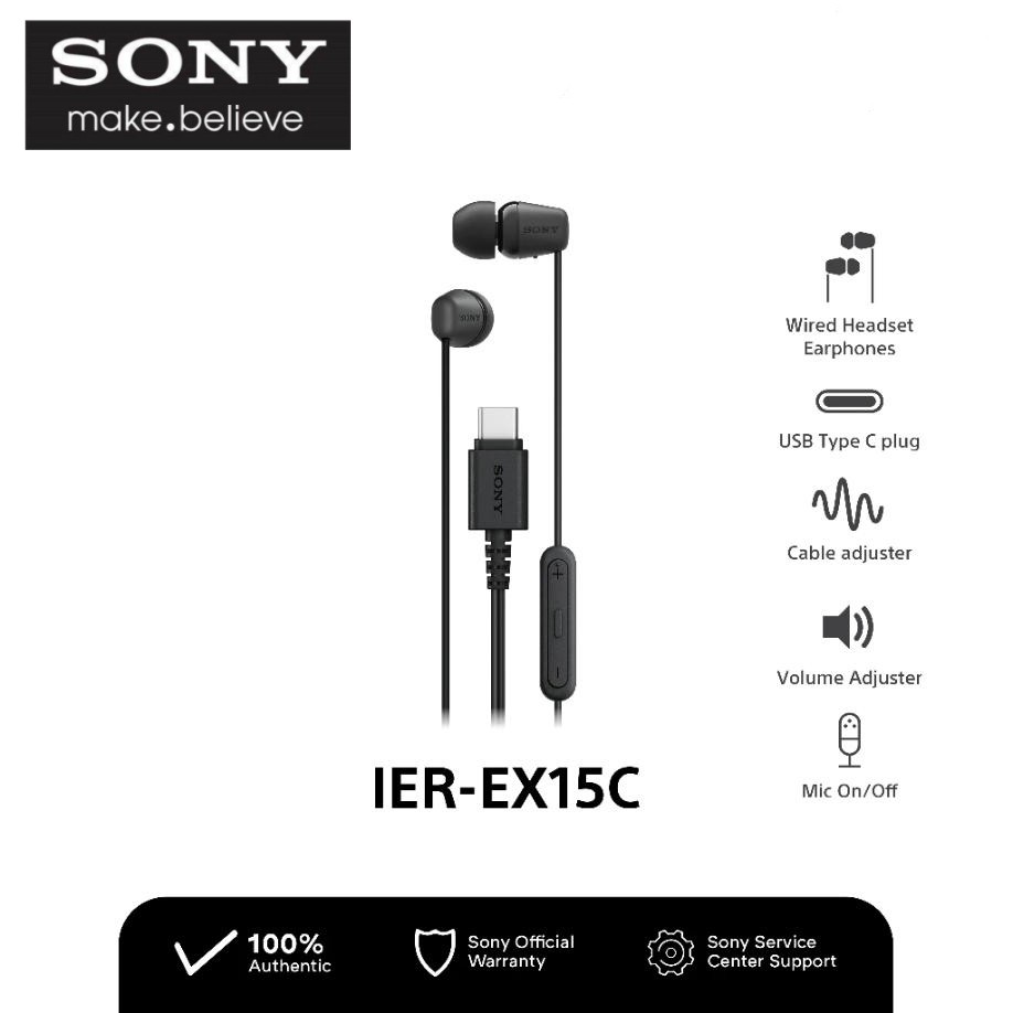 Dành Cho Sony IER-EX15C / IER EX15C Tai Nghe Có Dây USB Loại C Tai Nghe In-Ear Cho iPhone Android Có