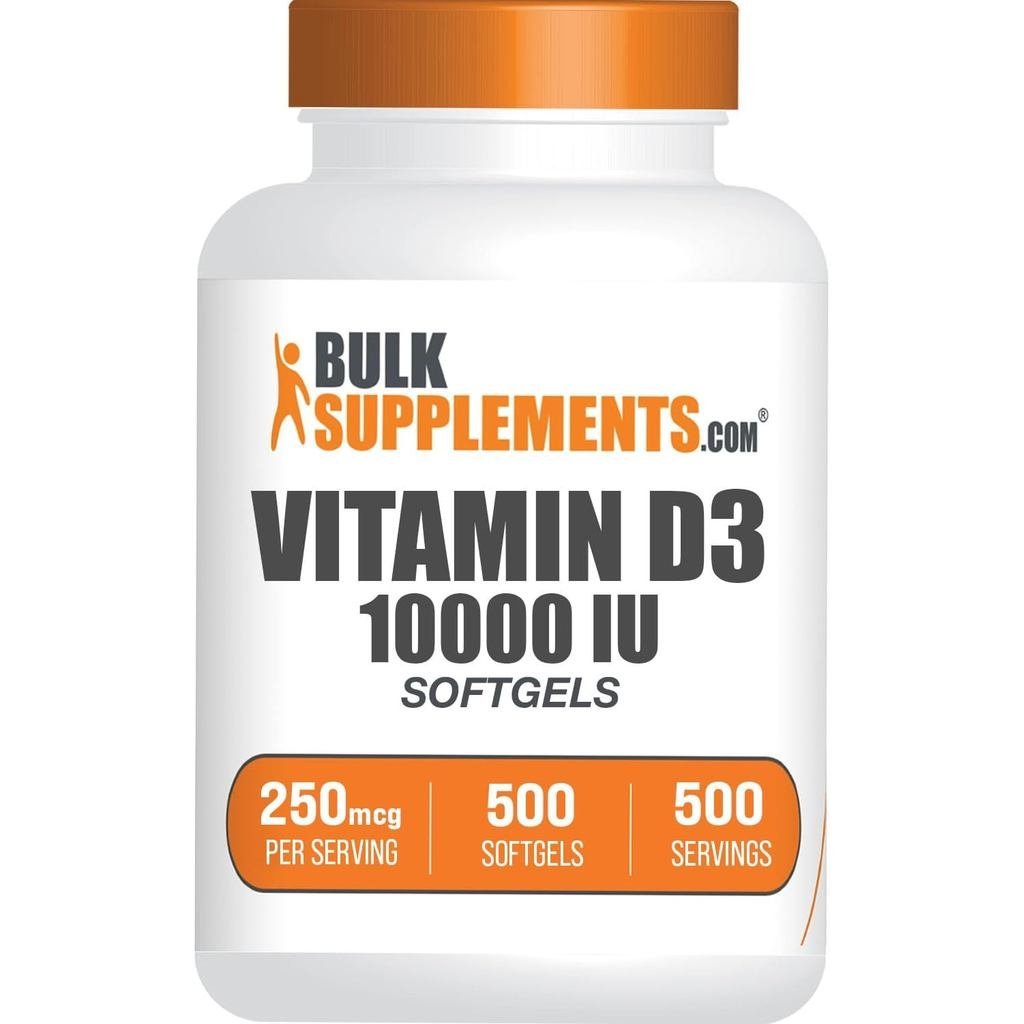 Bulkplements.com Vitamin D3 10000IU Softgels - Cholecalciferol, D3 plement, Vitamin D 10000 IU - 1 V