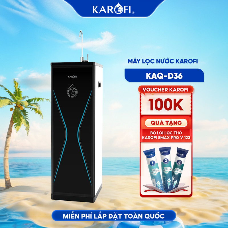 [TẶNG BỘ LÕI] Máy lọc nước RO Mỹ 10 lõi KAROFI KAQ-D36 - Cụm lõi Smax hiệu suất cao - Lắp miễn phí