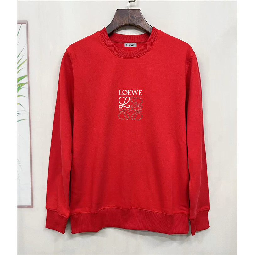 L0EWE Mới Nam Cổ Tròn Dài Tay Áo Vải Cotton Ba Chiều Chất Liệu Silicon LOGO In