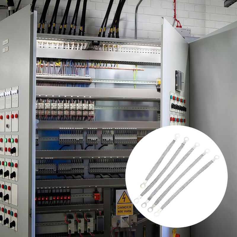MOON Linh hoạt 6Square Mm Băng bện đồng đóng hộp Dây nối đất cho thiết bị công nghiệp và bảng điện