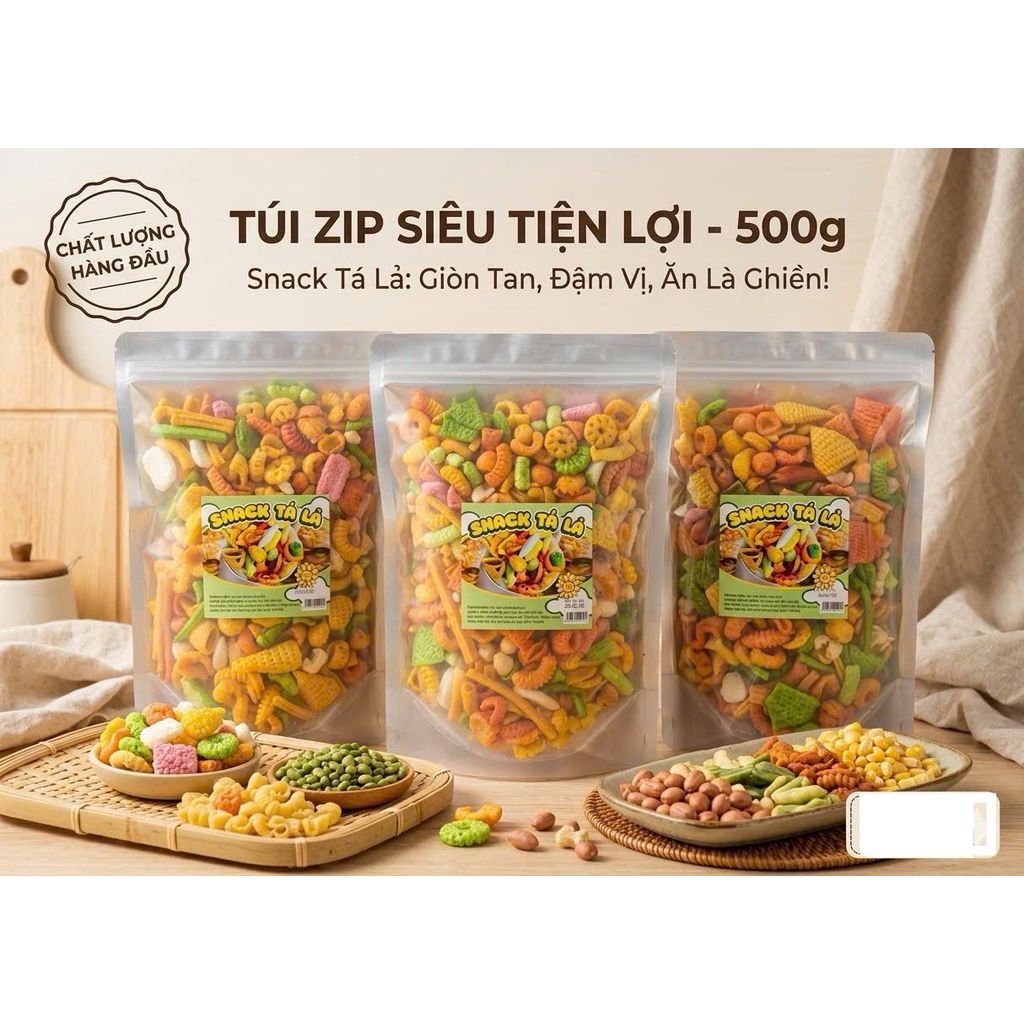 500G Snack Tá Lả Mix Vị Siêu Ngon Siêu Giòn Đồ Ắn Vặt Bim Bim Tá Lả HOT