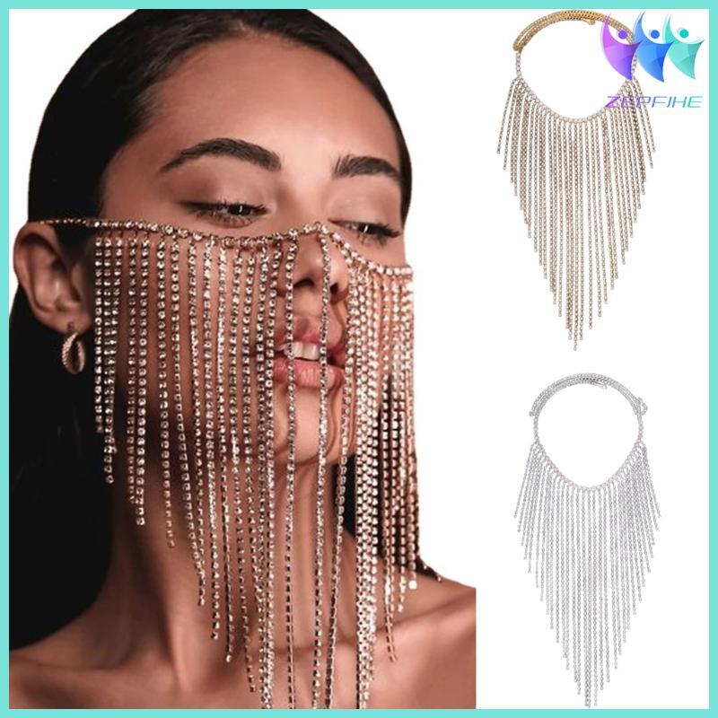 Nio Blingbling Crystal Face Chain Tua Rua Pageant Prom Club Mũ nón công chúa