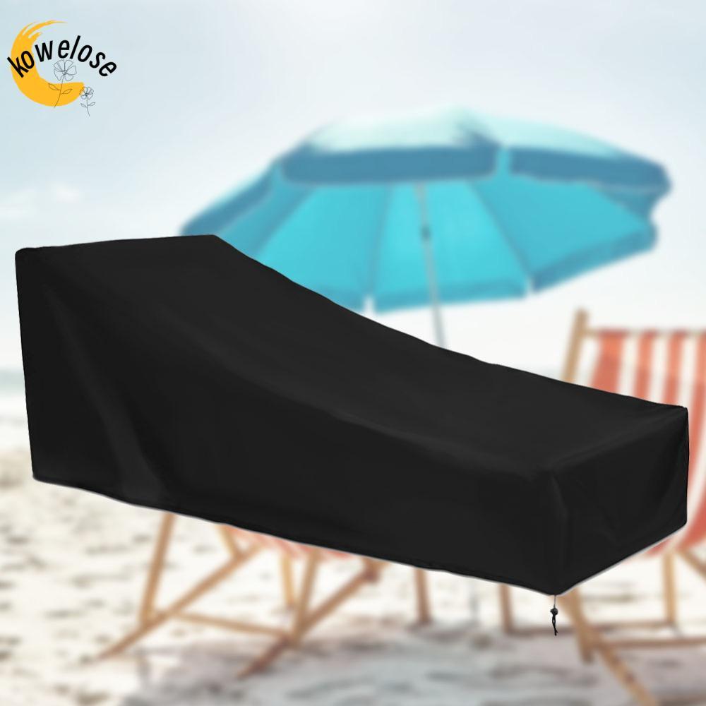 KOWELOSE Chaise Lounge Ghế Cover, Vải Đen Chống Thấm Nước Chaise Lounge Cover, Bền Chống Bụi Gấp Sân