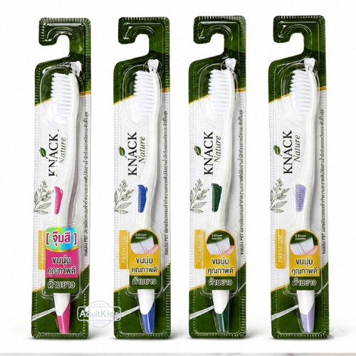 Bàn chải đánh răng Knack Nature Lông mềm có tay dài 1 mặt Chất lượng tốt [Nụ hôn màu]