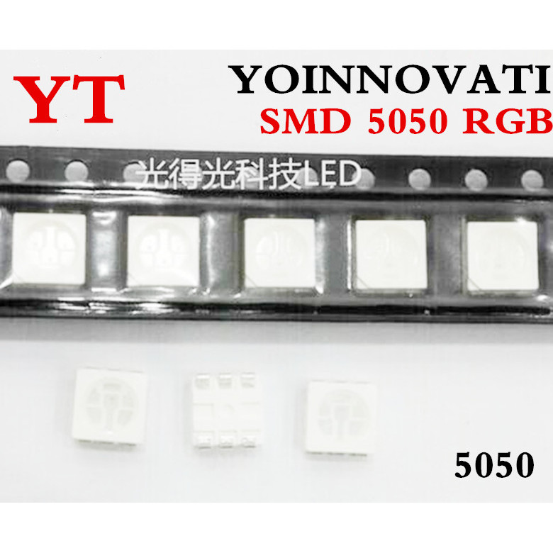100 Cái / lốc smd5050 LED SMD 5050 RGB Chip LED PLCC-6 Tricolor Đỏ Xanh Xanh Xanh Dương Đèn LED Phát