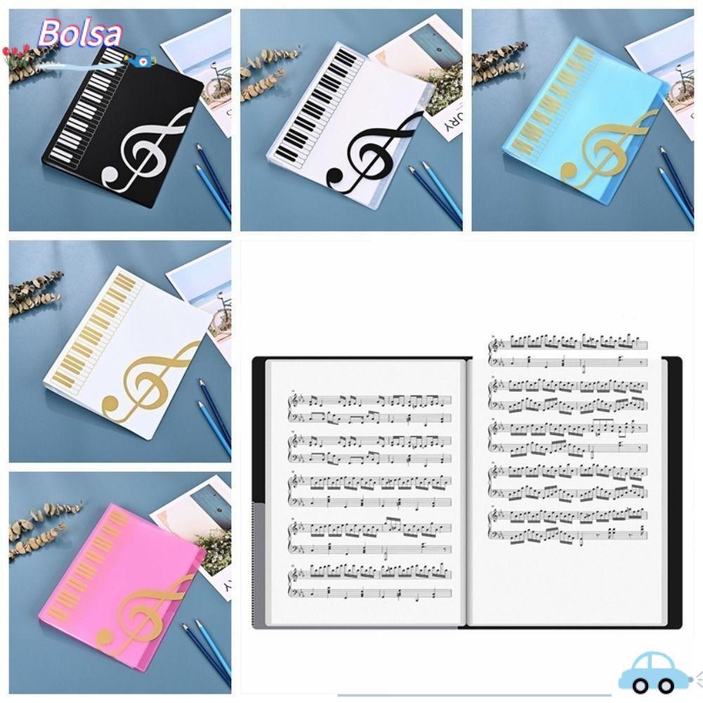 BOLSA Guitar Sheet Music Book Folder, A4 Storage Organizer Piano Paper Sheet Folder, 40 trang PP Mus
