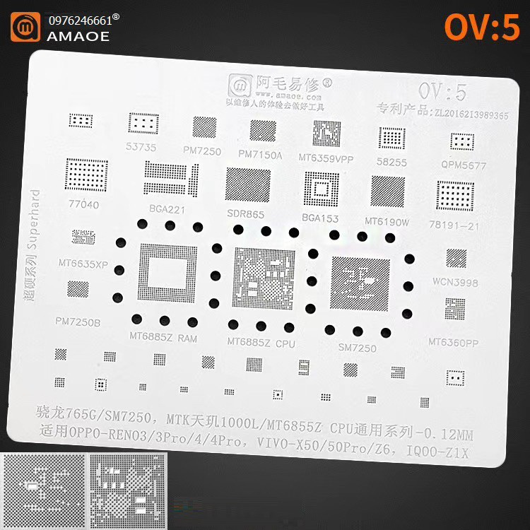 Vỉ làm chân OV5 hỗ trợ MT6585Z SM7250/ 765G
