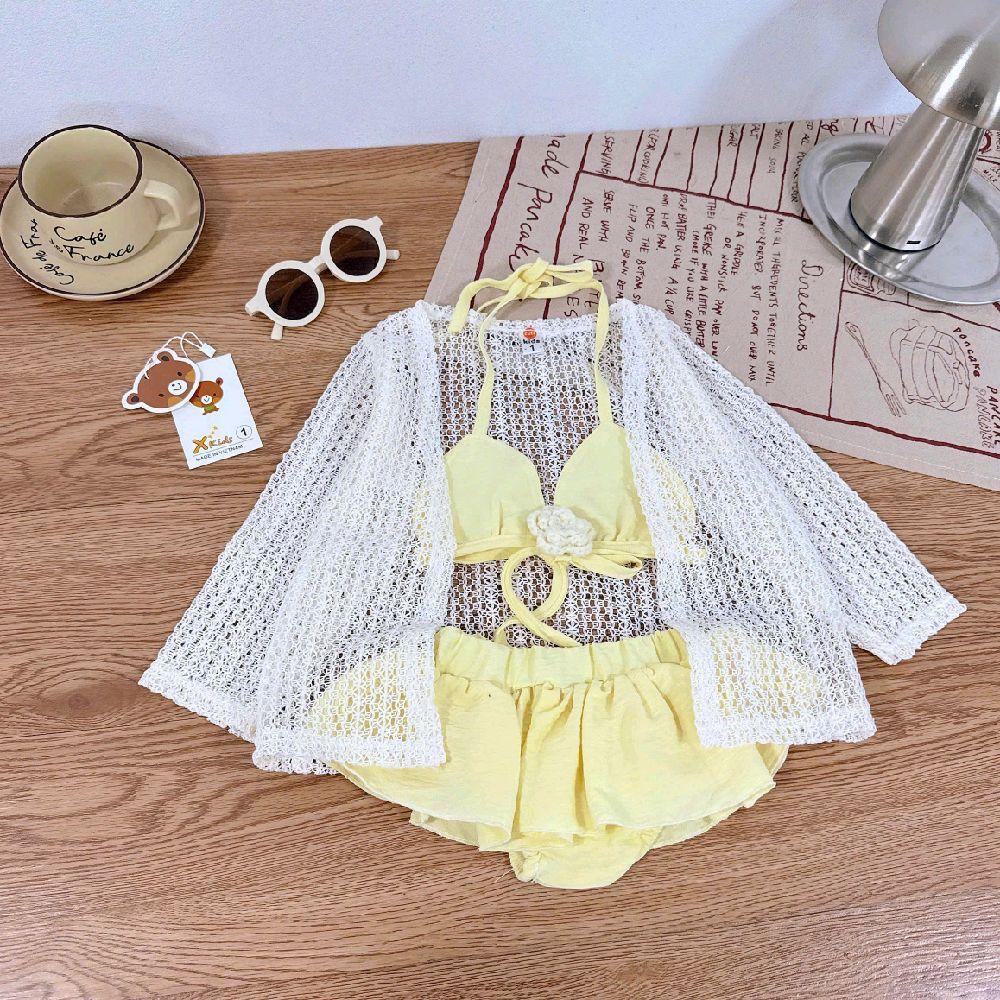 Sét đồ bơi vàng , áo lưới , sét đồ bơi bé gái B73