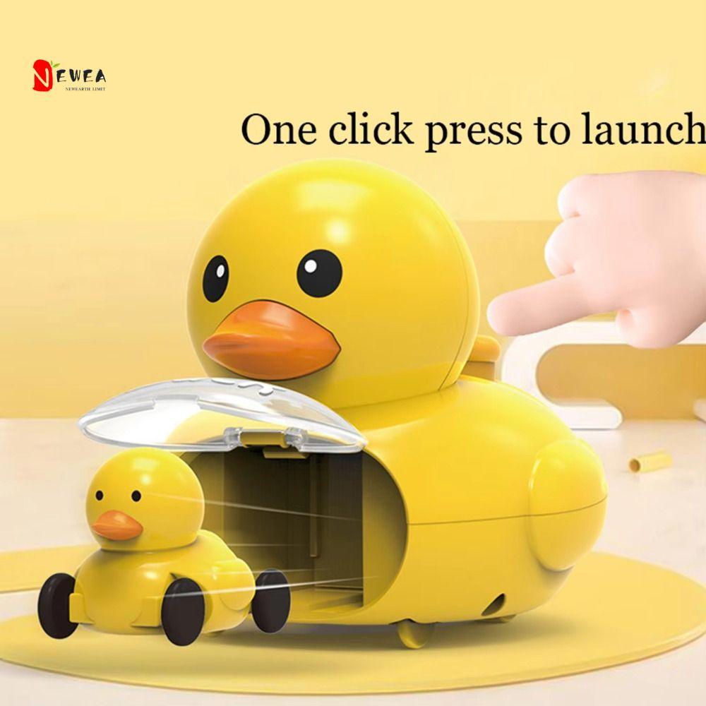NEWEARTH LIMIT Yellow Duck Launch Toy, Giáo dục sớm Thiết kế hoạt hình Mini Press Go Ejector Vehicle