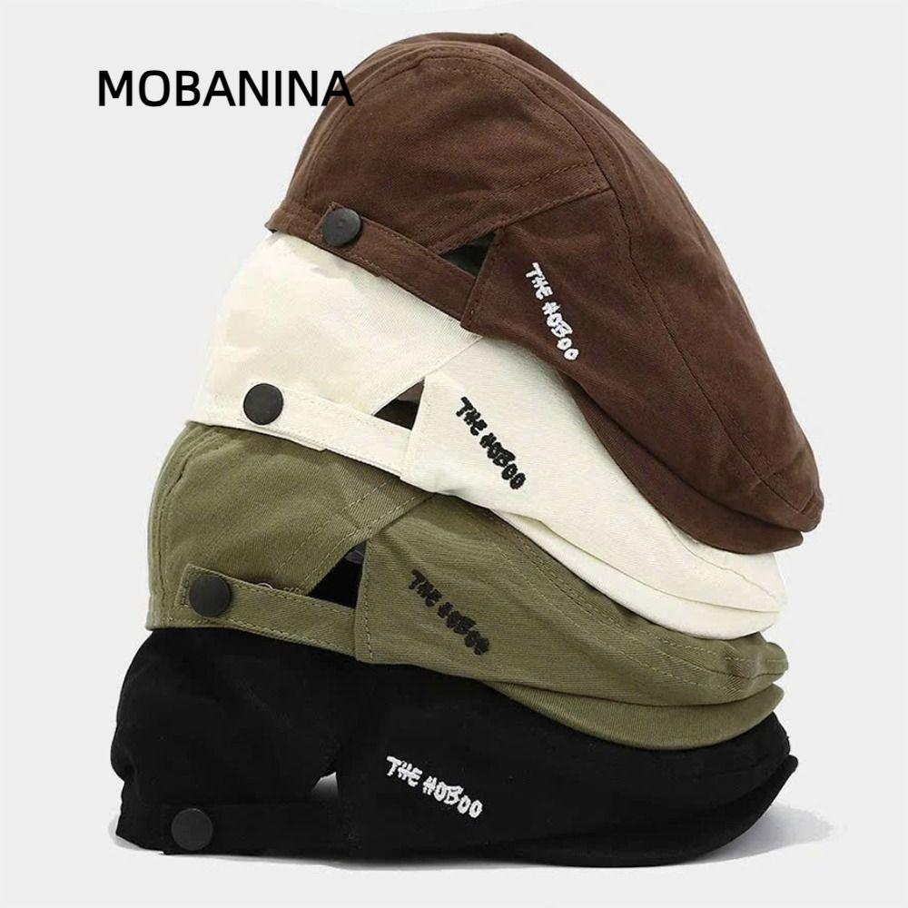 MOBANINA Newsboy Cap, Mũ nồi thêu mặt trước, Cotton mềm mại Vintage Gatsby Cap Ngoài trời