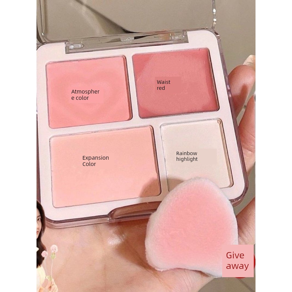 phấn má moon eyes phấn má kem Đầu Tám Bé Gái Một Đĩa Full DR Blush Bốn Màu Độ Bóng Cao Một Tấm Màu H