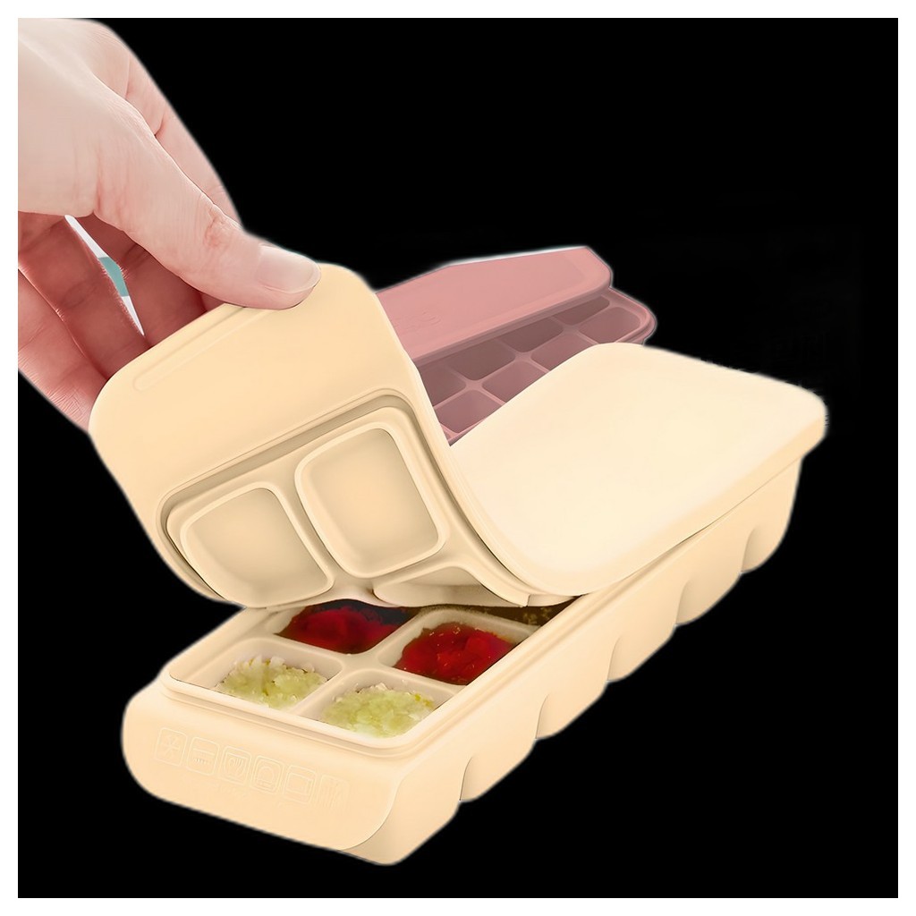 [firgi] Dual Lock Slim Multi Baby Food Cube Container 12 khoang Màu be, 240ml, 1 cái của Unbound KR