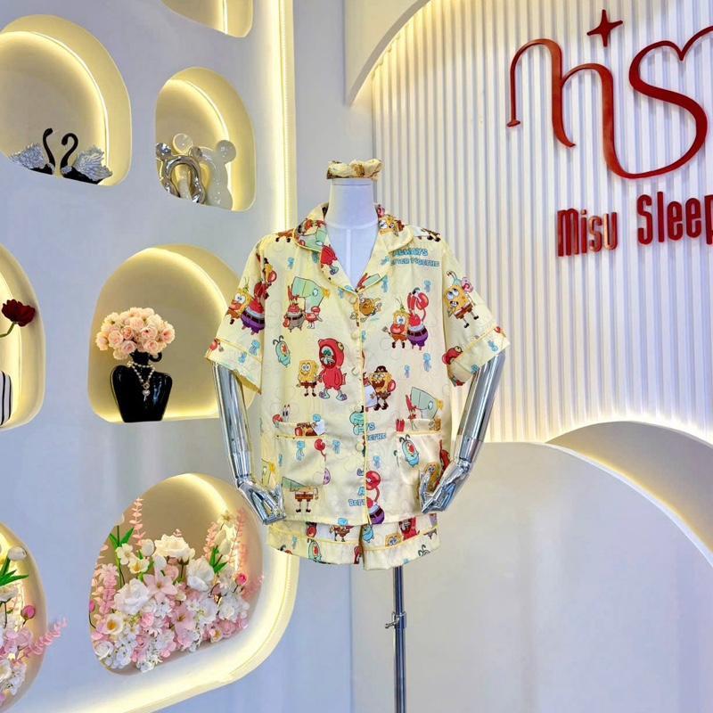 LT07 - PIJAMA TAY NGẮN QUẦN ĐÙI - Kèm Cột Tóc