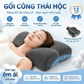 Gối công thái học, mềm mại và thoải mái, nâng đỡ cổ, ngăn ngừa thoái hóa đốt sống cổ và cải thiện giấc ngủ