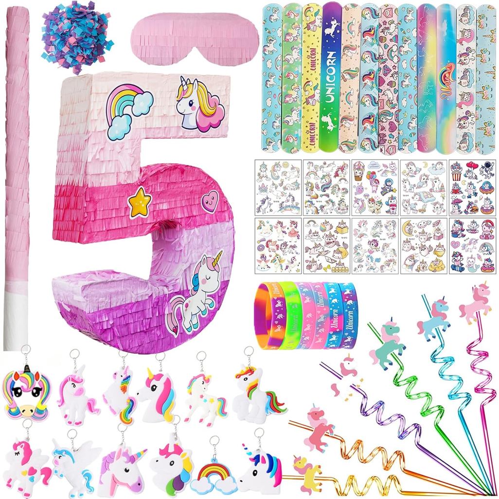 Số 5 Unicorn Pinata dành cho bé gái Tiệc sinh nhật lần thứ 5 với đồ dùng ủng hộ dự tiệc cho đồ trang
