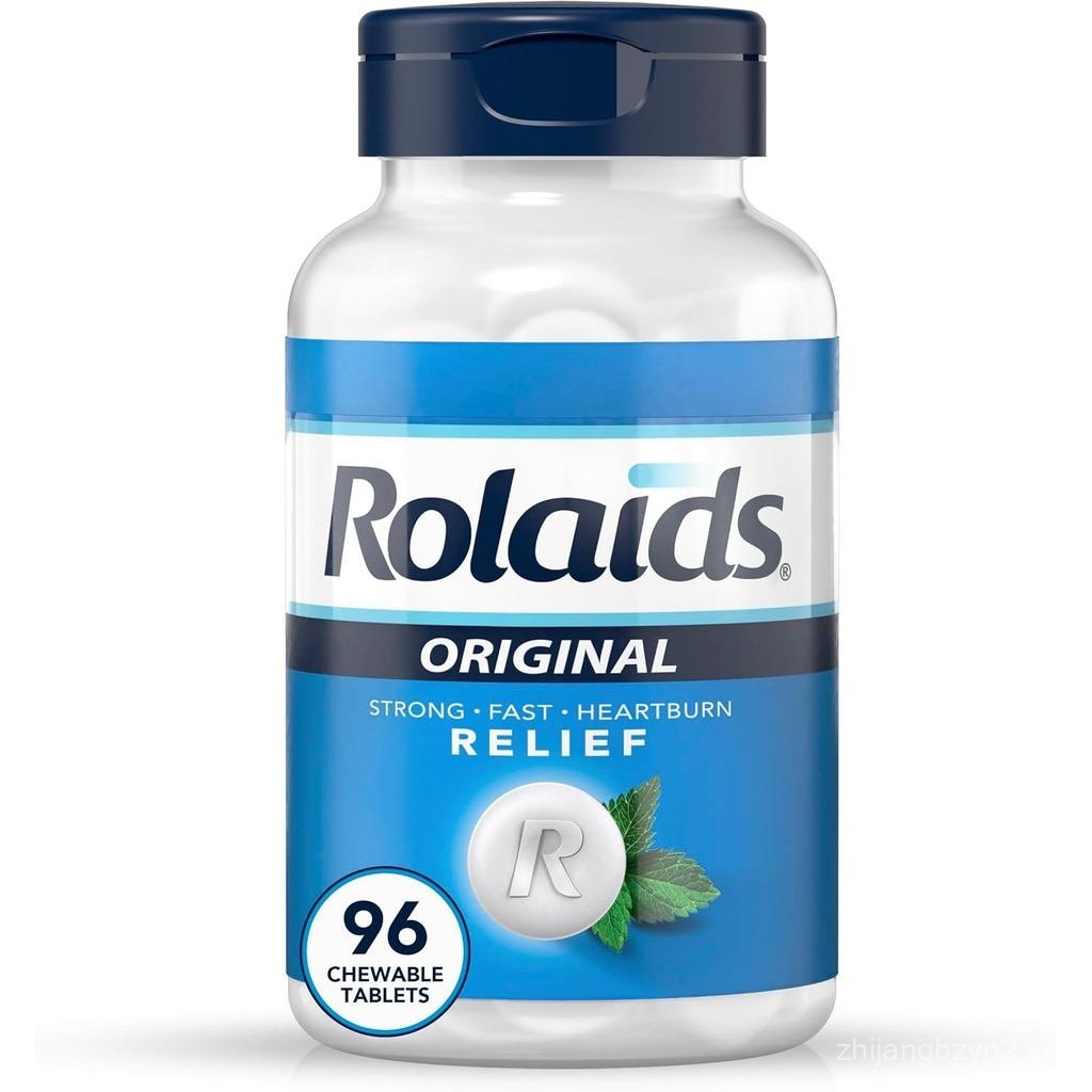 Rolaid Original Strength Antacid, 96 Viên nhai, Hương bạc hà, Giảm đau tim sức mạnh nguyên bản