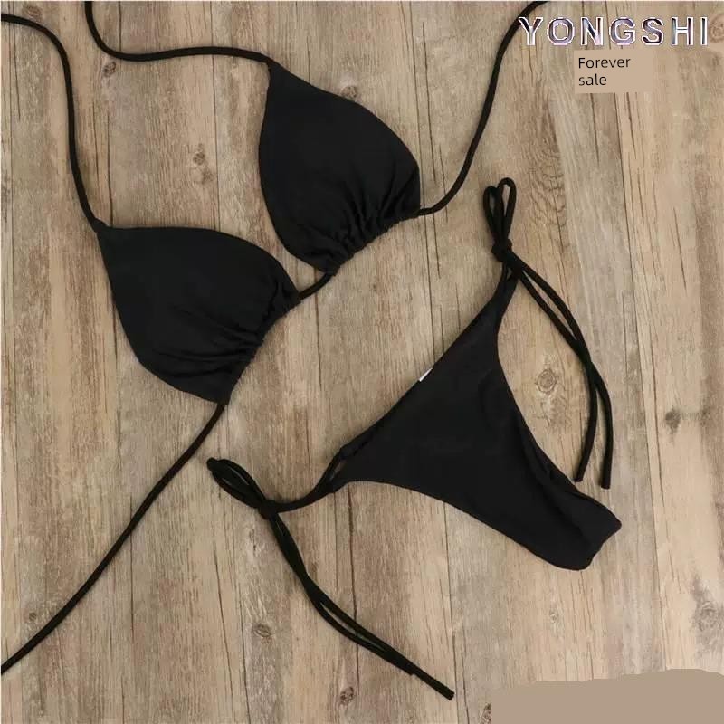 bikini Đỏ Hồng Xanh Đen Bikini Ren-Up Gợi Cảm với Dây Buộc Cho Quần Lót