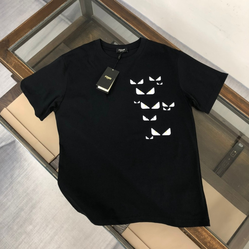 Fendi áo thun nam nữ cổ tròn thiết kế punk thời thượng