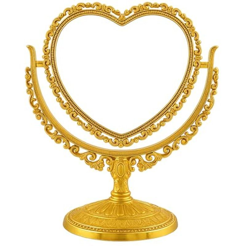 Jetec Heart Shaped Mirror Desktop Makeup Retro 360 Degree Rotation Standing Cosmetic for Dresser Roo