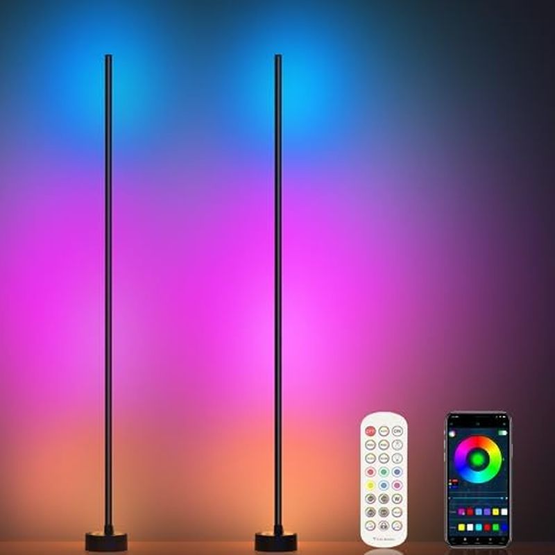 Miortior Corner Floor Lamp - Smart RGB LED Corner Lamp with App and Remote Control, 16 Million Color