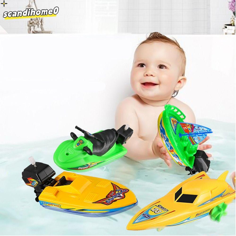 SCANDIHOME0 Đồ chơi tắm vòi hoa sen, Đồ chơi treo thuyền máy đồng hồ, Đồ chơi trẻ em Phao trong tàu 