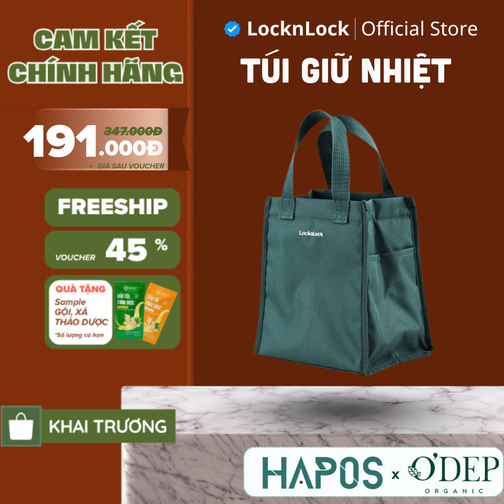 Túi đựng bộ hộp cơm LocknLock Daily Cooler Bag, Hàng Chính Hãng, Màu xanh lá HWB820 HWB820GRN - HAPO