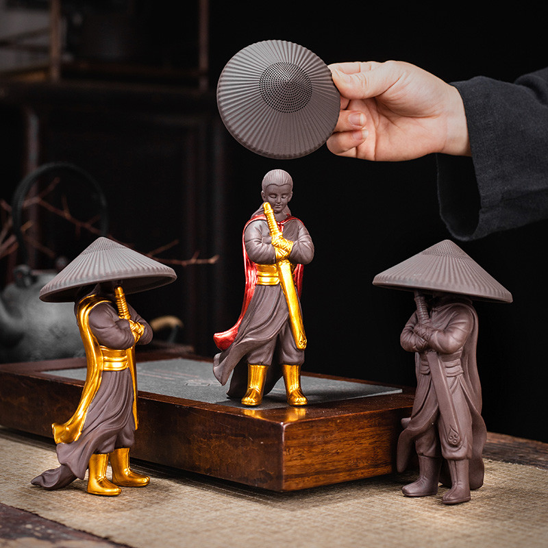 Zisha Hanjiang Lone Shadow Jianghu Tea Đồ trang trí thú cưng Mũ tre Bộ lọc trà Pinhole Trà rò rỉ Đồ 