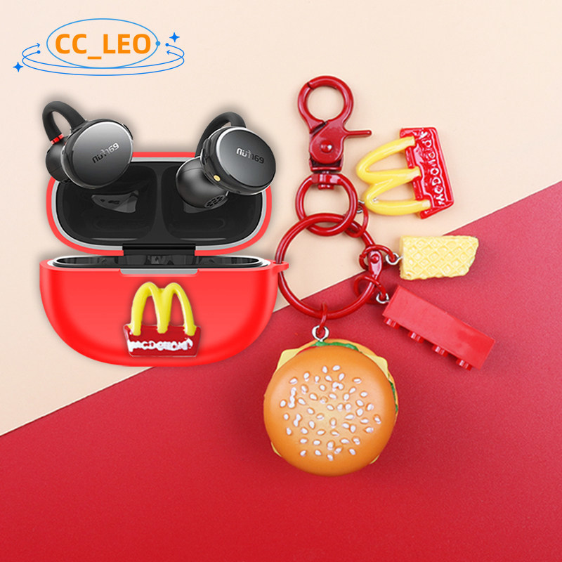 for EarFun Clip 2 Case Silicone Soft Case Cartoon Dinosaur Cute Bear Bulldog Keychain Pendant Suitab