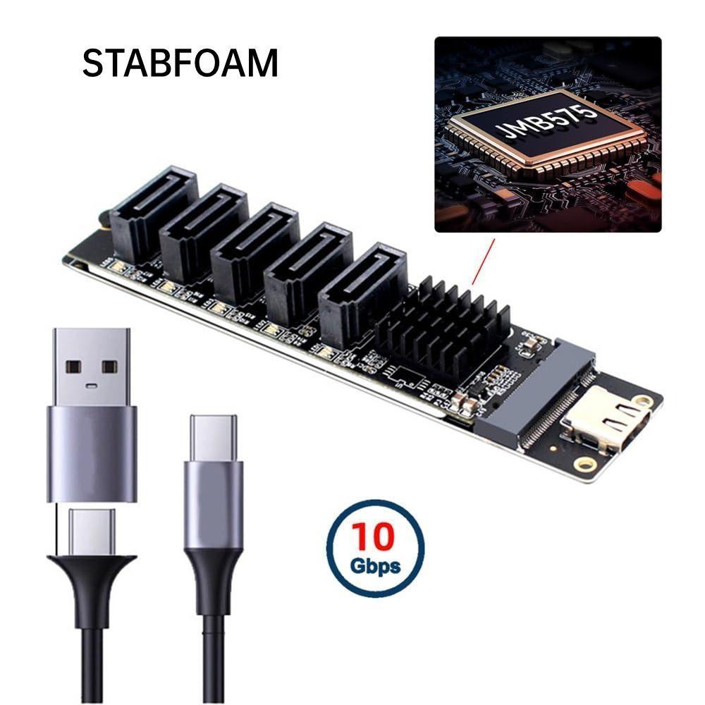 STABFOAM PCI-E Riser, Bộ chuyển đổi JMB575 Type C sang SATA 6Gbps, Cắm và chạy Bộ chuyển đổi USB C s