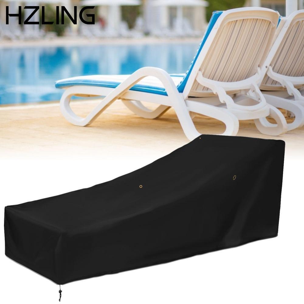 HZLING Chaise Lounge Ghế Cover, Chống Bụi Gấp Chống Thấm Nước Chaise Lounge Cover, Vải Đen Bền Ngoài