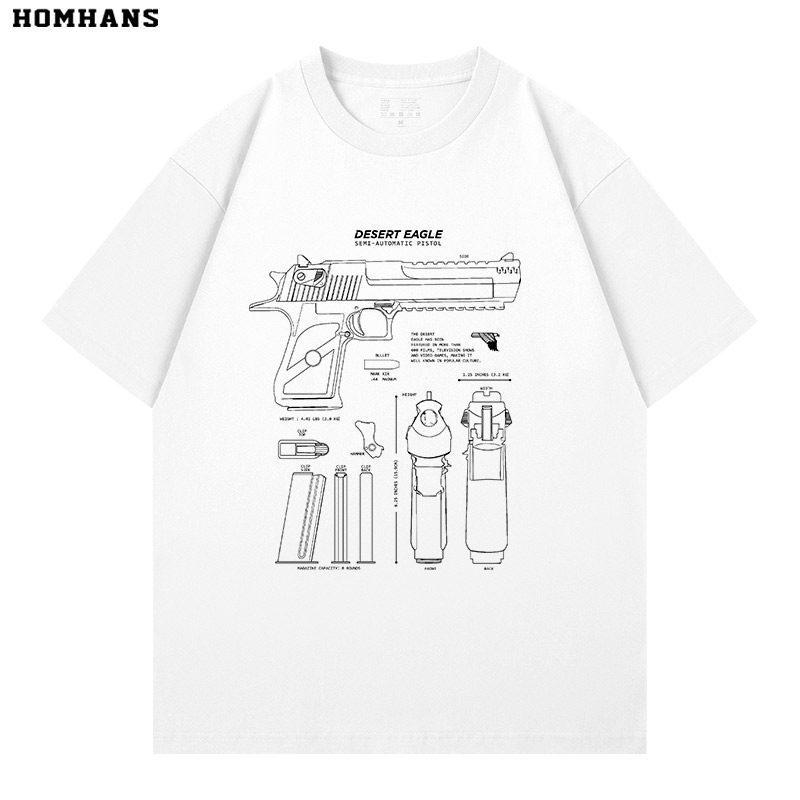 Hình Dáng Mô Hình Desert Eagle CS Magnum Trên Áo Thun Ngắn Tay 100% Cotton Cao Cấp - Thời Trang Hè C