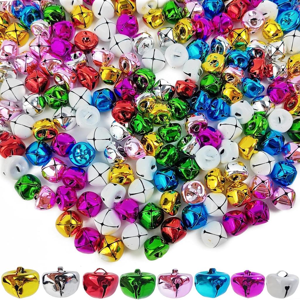 TIHOOD 160 CHIẾC Chuông Jingle 0,6 inch dành cho đồ thủ công, Chuông Jingle lớn Chuông Jingle Giáng 