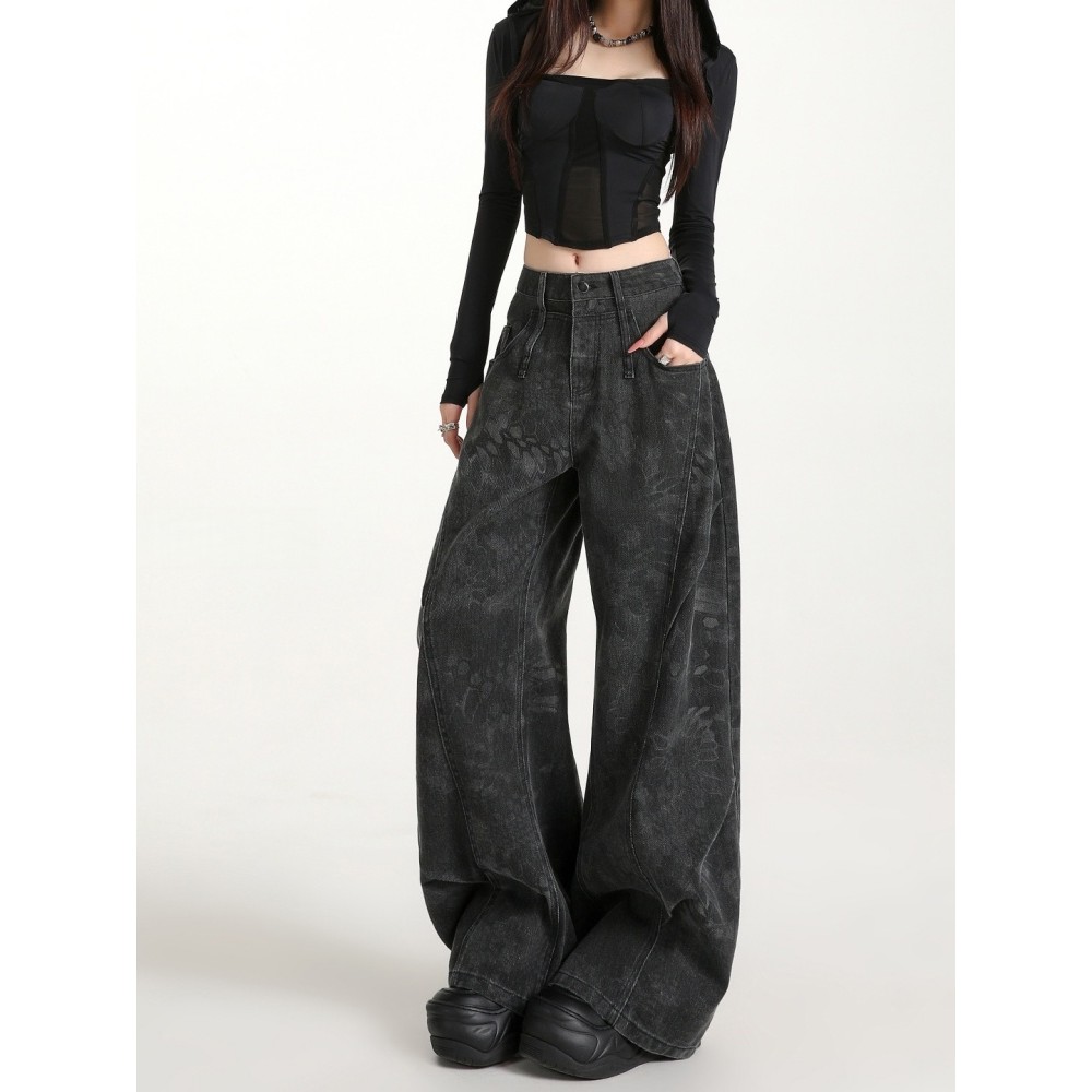Kích Thước Lớn Quần Jean Retro Style Nữ, Form Hợp Dáng Mập, Ống Loe Trend Mùa Xuân