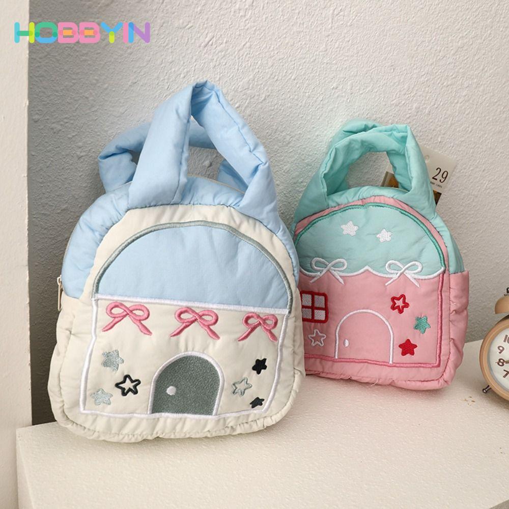 Túi thêu HOBBYIN, Túi xách công suất lớn đa chức năng, Túi đựng mỹ phẩm di động họa tiết INS House