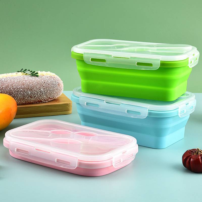 Silicone Foldable Lunch Box Outdoor Portable Lunch Box Microwave Oven Heated Lunch Box A8WA