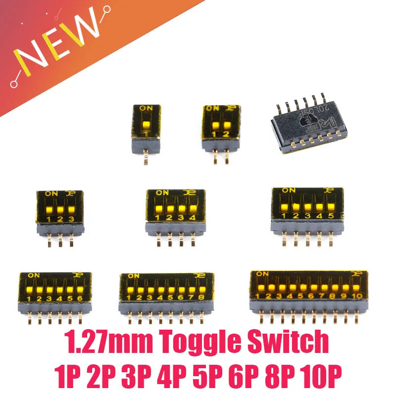 2 Chiếc SMD SMT Loại Trượt Công Tắc 1P 2P 3P 4P 5P 6P 8P 10P 1.27mm Cách Vị Trí DIP Đen Sân Chuyển Đ