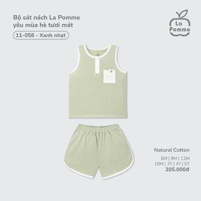 Bộ sát nách La Pomme yêu mùa hè tươi mát - Sợi Natural Cotton thoáng mát – Bé trai - 6M - 5Y