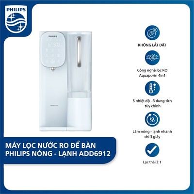 [HÀNG CHÍNH HÃNG] Máy Lọc Nước RO Để Bàn NÓNG/LẠNH PHILIPS ADD6912 màu xanh, Công nghệ lọc Aquaporin Inside®