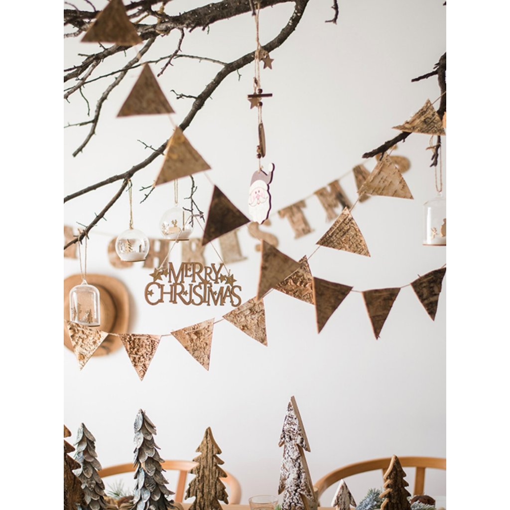 Juhan MerryChristmas Đảng Cờ Pennant Mori Series ZAKKA Mặt dây chuyền trang trí Giáng sinh Bầu không