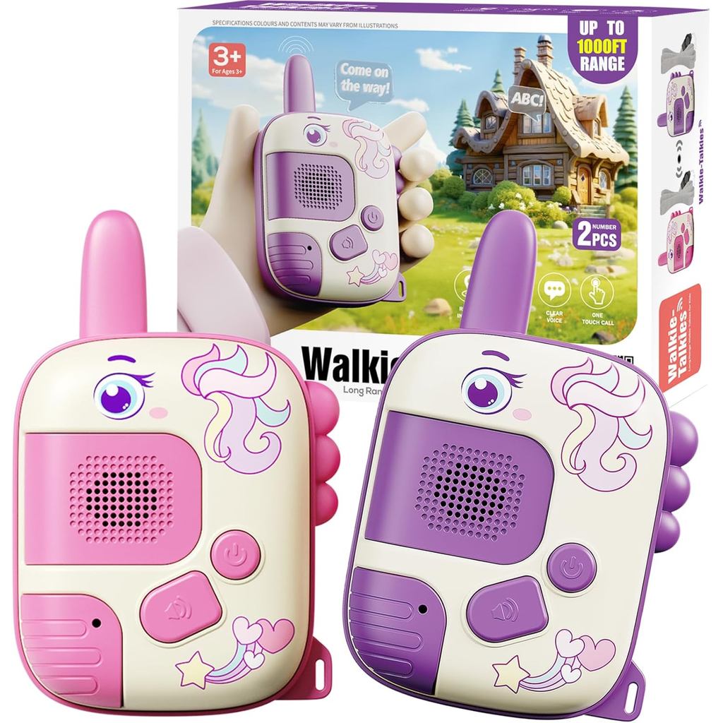 Walkie Talkies Đồ chơi cho bé gái: Đồ chơi kỳ lân 2 gói Quà tặng sinh nhật cho 3 4 5-7 8 tuổi Đồ chơ