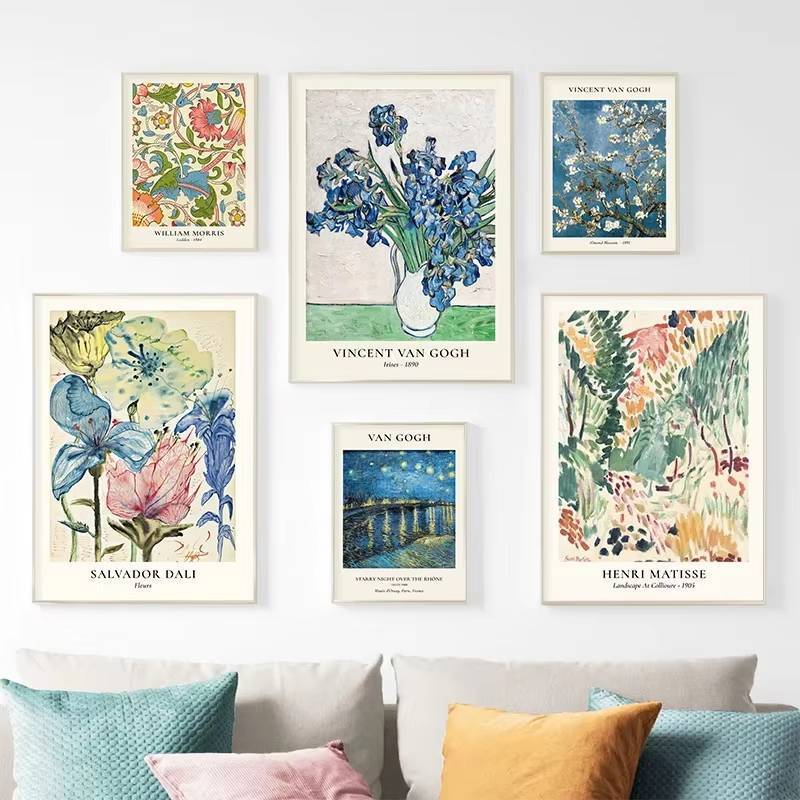 Van Gogh Star Vase Series Poster Wall Art Matisse Vintage Flower Poster No Frame Canvas Painting Flo