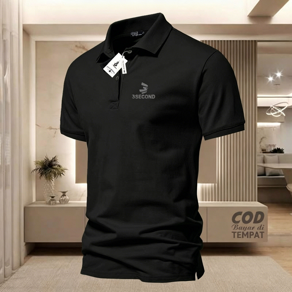 Áo Polo In Hình 3Second Kiri Logo Sọc Người Lớn Cổ Áo Thun Nam Áo Polo / Áo Thun Đồng Nhất /