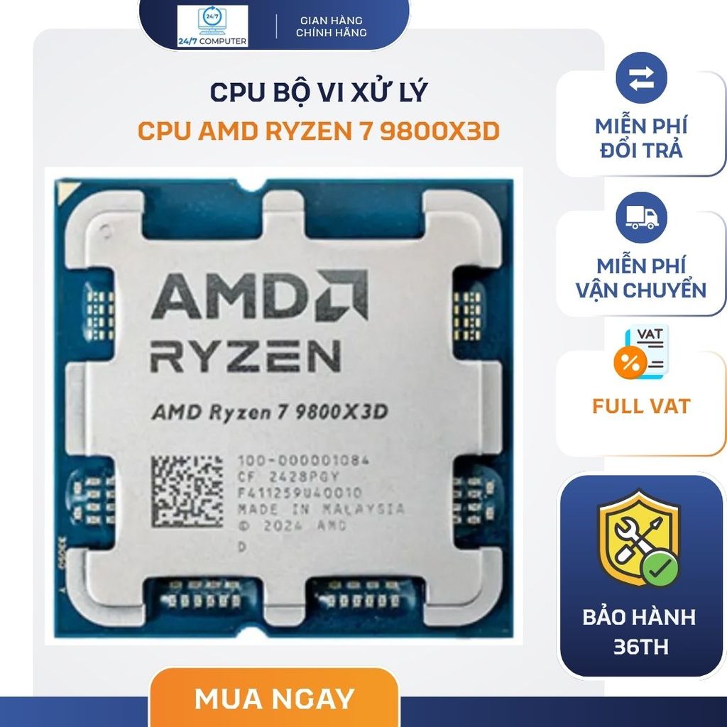 (FULL VAT) Chip vi xử lý AMD RYZEN 7 9800X3D Tray new