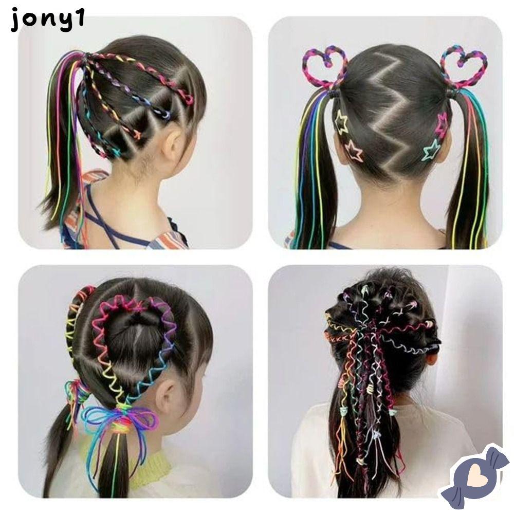 THUY 16 / 24 / 32 Dây buộc tóc đầy màu sắc, Dây buộc tóc màu Gradient, Dây buộc tóc bện cầu vồng thờ
