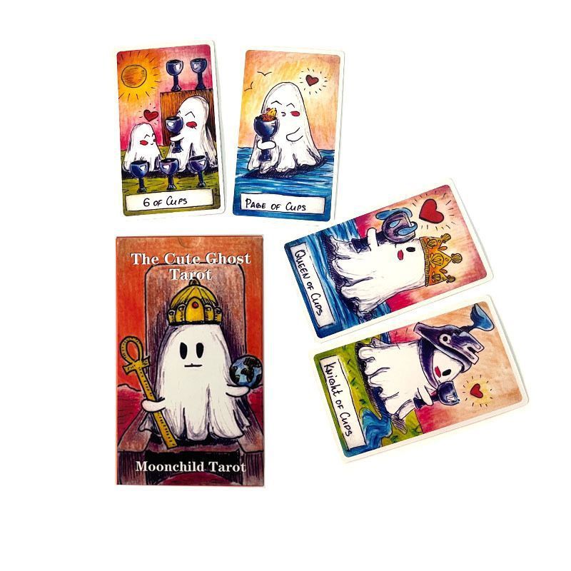 Hàng sẵn có Vận chuyển nhanh 12 * 7cm Tiếng Anh Creative Ghost Tarot Cute Ghost Tarot Board Game Hàn
