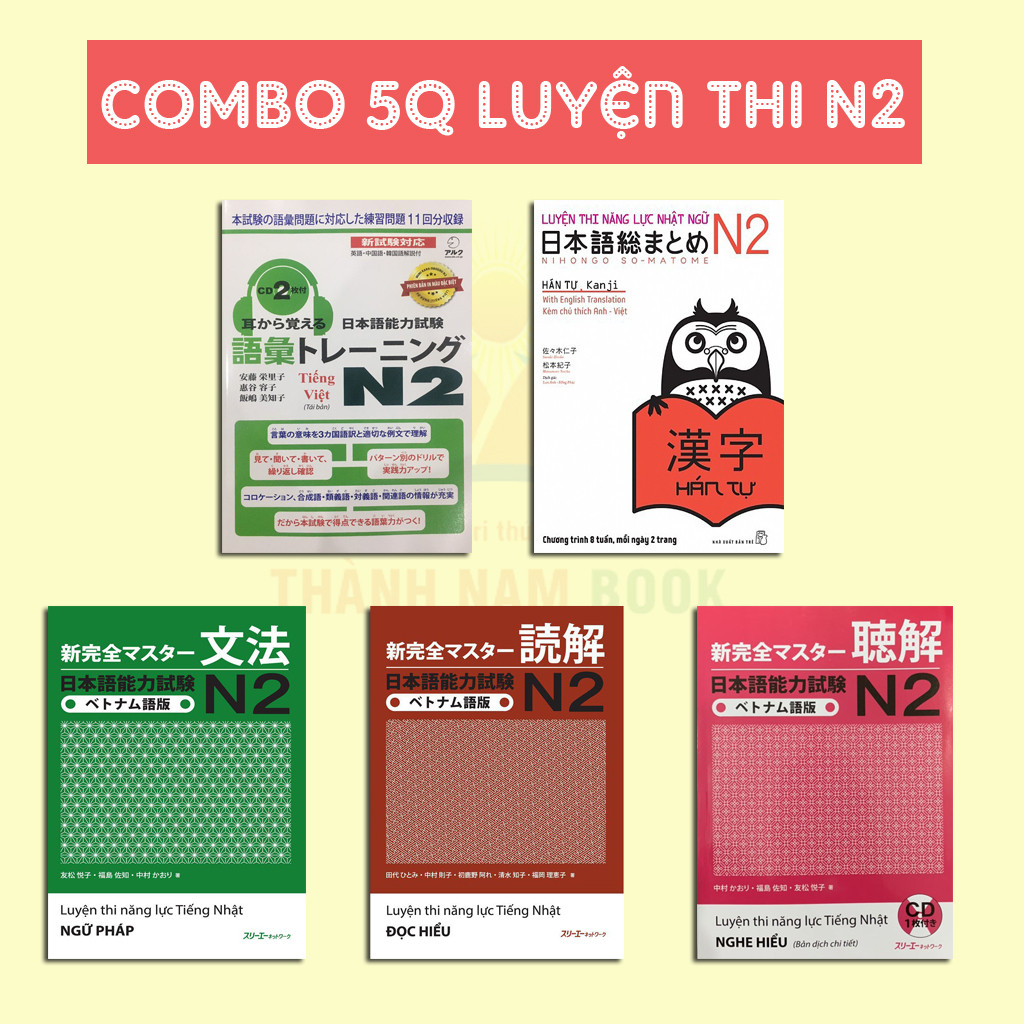Aha - Sách tiếng nhật - Combo 5 Cuốn Luyện Thi Năng Lực Tiếng Nhật N2 Chuẩn Nhất ( Luyện Thi JLPT N2