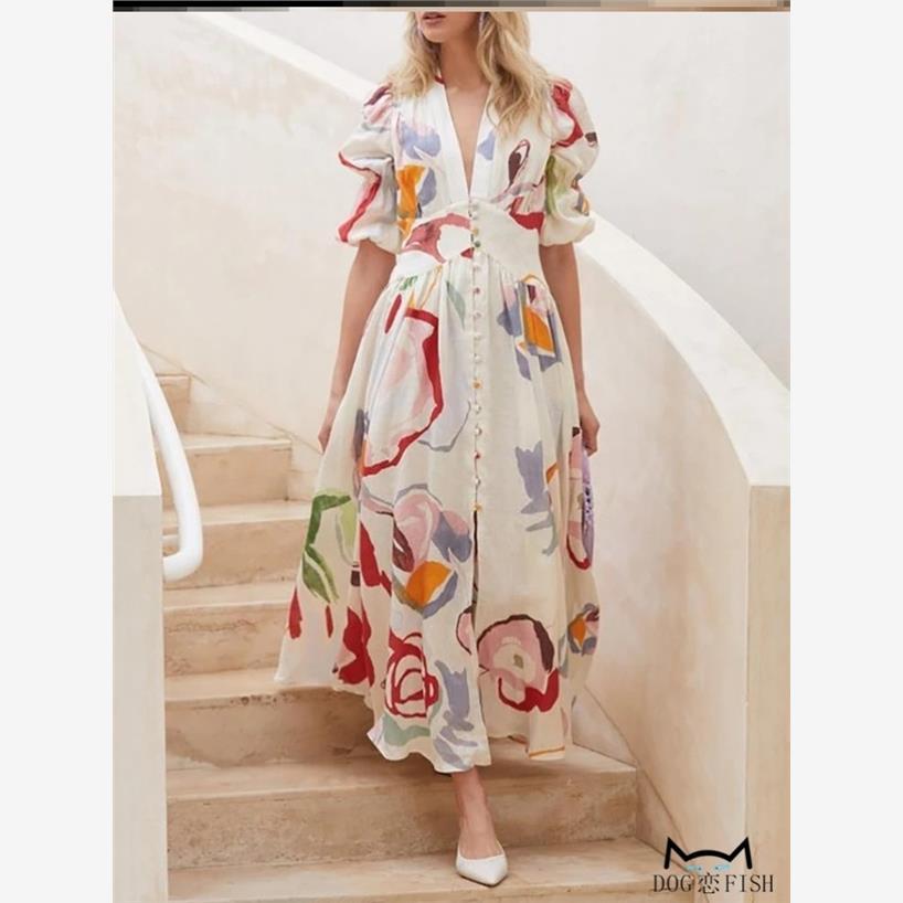 Váy Bohemian Đầm Bohemian Phong Cách Kỳ Nghỉ Lớn Voan In Một Mảnh Váy Dài Đi Biển Váy Nữ